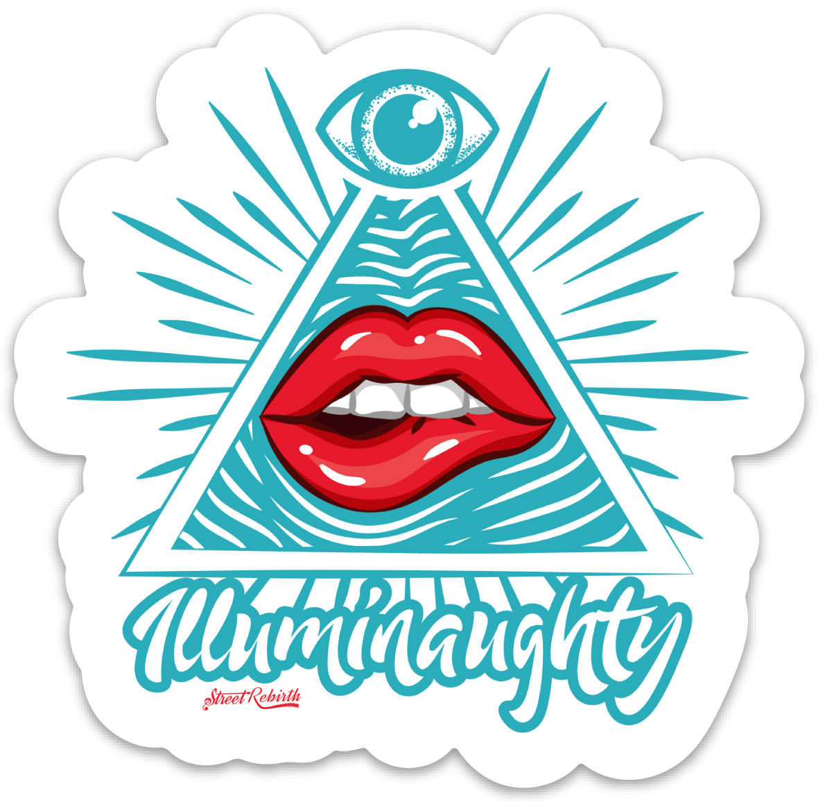 ILLUMINAUGHTY PUN STICKER – ONE 4 INCH WATER PROOF VINYL STICKER – FOR HYDRO FLASK, SKATEBOARD, LAPTOP, PLANNER, CAR, COLLECTING, GIFTING