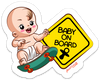BABY ON BOARD PUN STICKER – ONE 4 INCH WATER PROOF VINYL STICKER – FOR HYDRO FLASK, SKATEBOARD, LAPTOP, PLANNER, CAR, COLLECTING, GIFTING