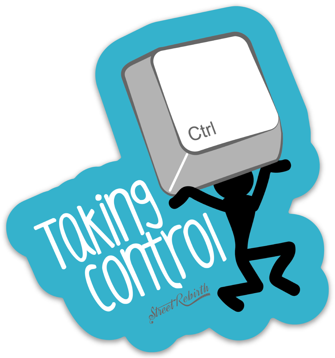 TAKING CONTROL PUN STICKER – ONE 4 INCH WATER PROOF VINYL STICKER – FOR HYDRO FLASK, SKATEBOARD, LAPTOP, PLANNER, CAR, COLLECTING, GIFTING