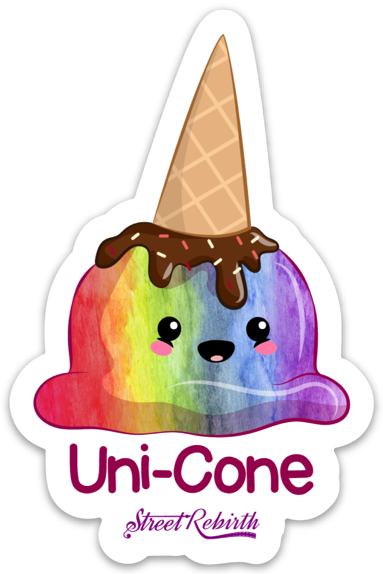 UNI-CONE PUN STICKER – ONE 4 INCH WATER PROOF VINYL STICKER – FOR HYDRO FLASK, SKATEBOARD, LAPTOP, PLANNER, CAR, COLLECTING, GIFTING