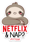 NETFLIX &amp; NAP? PUN STICKER – ONE 4 INCH WATER PROOF VINYL STICKER – FOR HYDRO FLASK, SKATEBOARD, LAPTOP, PLANNER, CAR, COLLECTING, GIFTING