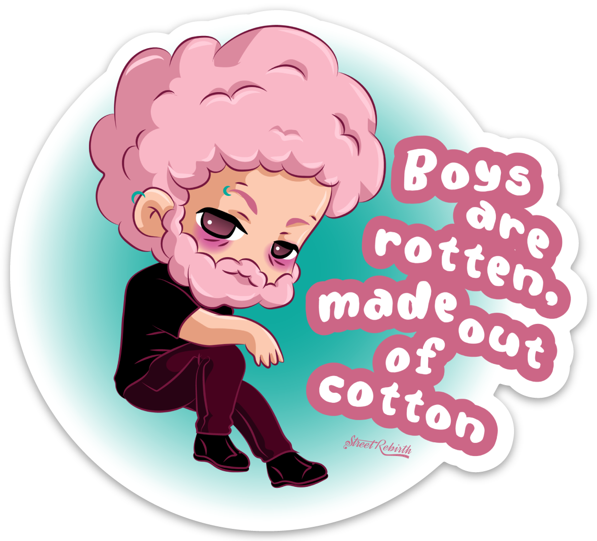 BOYS ARE ROTTEN, MADE OUT OF COTTON PUN STICKER – ONE 4 INCH WATER PROOF VINYL STICKER – FOR HYDRO FLASK, SKATEBOARD, LAPTOP, PLANNER, CAR, COLLECTING, GIFTING