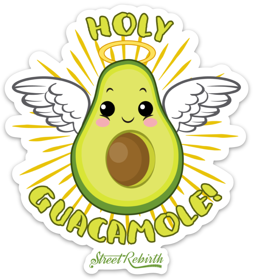 Holy Guacamole PUN STICKER – ONE 4 INCH WATER PROOF VINYL STICKER – FOR HYDRO FLASK, SKATEBOARD, LAPTOP, PLANNER, CAR, COLLECTING, GIFTING