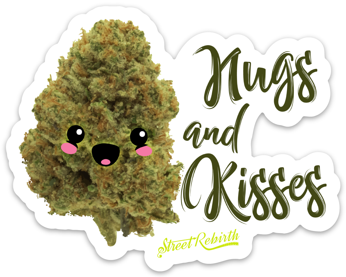 Nugs and Kisses PUN STICKER – ONE 4 INCH WATER PROOF VINYL STICKER – FOR HYDRO FLASK, SKATEBOARD, LAPTOP, PLANNER, CAR, COLLECTING, GIFTING