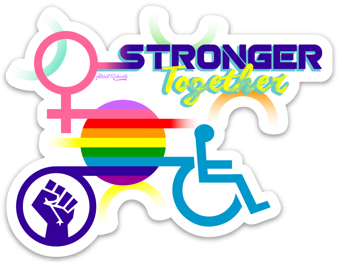 Stronger Together PUN STICKER – ONE 4 INCH WATER PROOF VINYL STICKER – FOR HYDRO FLASK, SKATEBOARD, LAPTOP, PLANNER, CAR, COLLECTING, GIFTING
