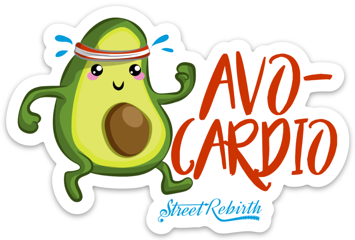 Avo - Cardio PUN STICKER – ONE 4 INCH WATER PROOF VINYL STICKER – FOR HYDRO FLASK, SKATEBOARD, LAPTOP, PLANNER, CAR, COLLECTING, GIFTING