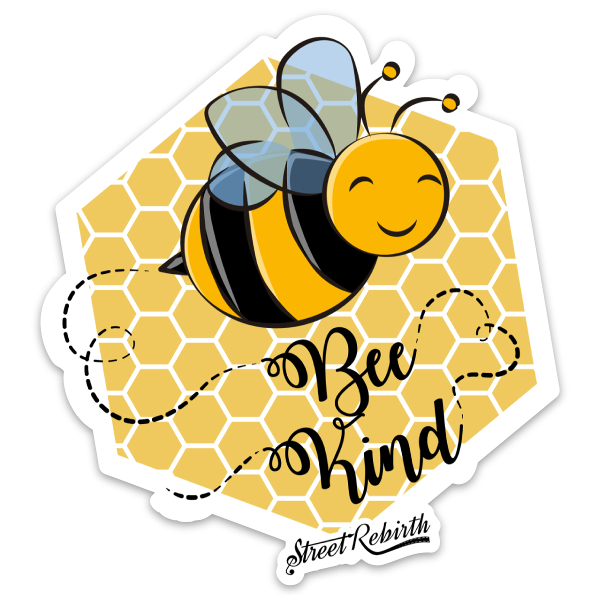 BEE KIND STICKER – ONE 4 INCH WATER PROOF VINYL STICKER – FOR HYDRO FLASK, SKATEBOARD, LAPTOP, PLANNER, CAR, COLLECTING, GIFTING
