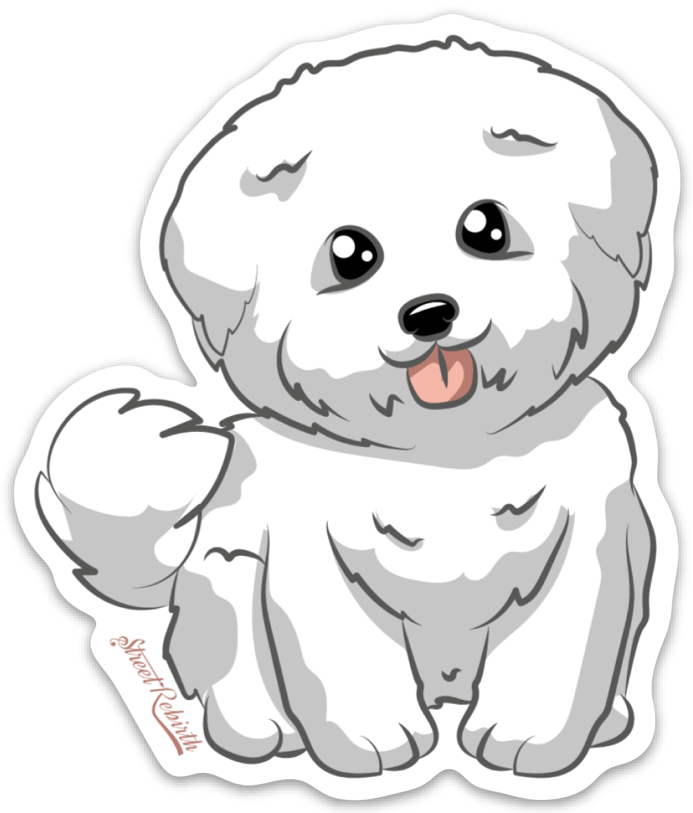 Bichon Frise PUN STICKER – ONE 4 INCH WATER PROOF VINYL STICKER – FOR HYDRO FLASK, SKATEBOARD, LAPTOP, PLANNER, CAR, COLLECTING, GIFTING