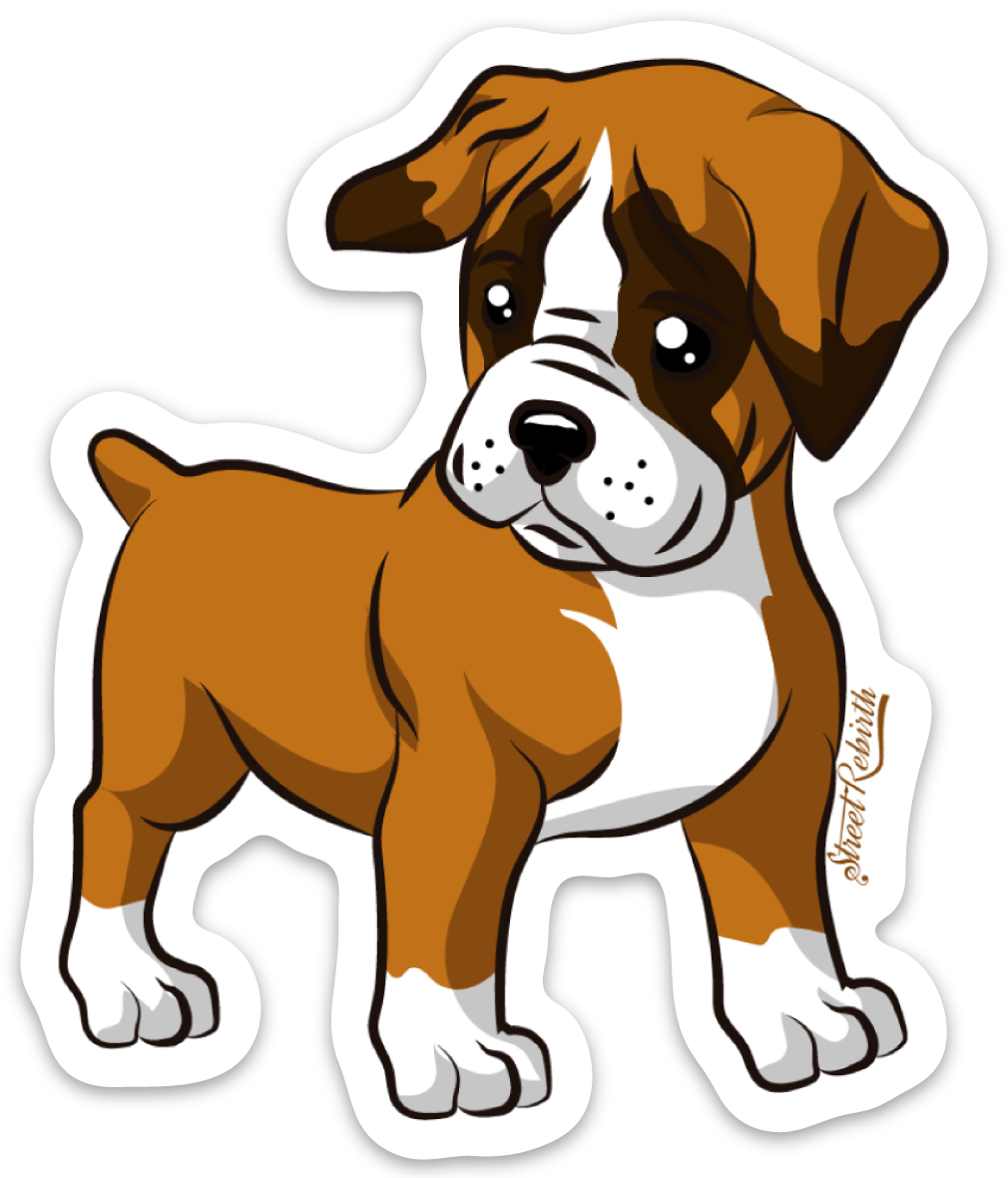Boxer Dog PUN STICKER – ONE 4 INCH WATER PROOF VINYL STICKER – FOR HYDRO FLASK, SKATEBOARD, LAPTOP, PLANNER, CAR, COLLECTING, GIFTING