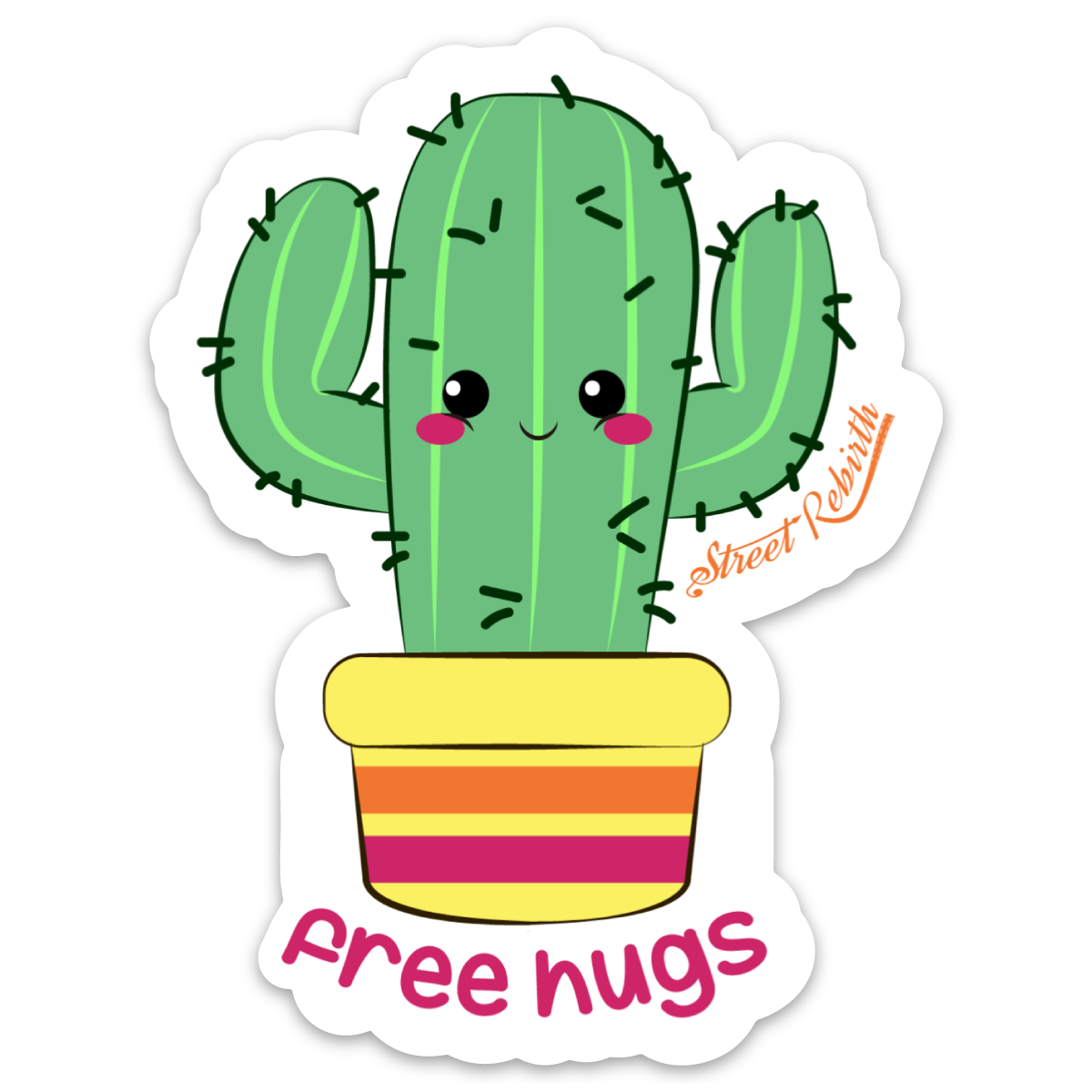 FREE HUGS STICKER – ONE 4 INCH WATER PROOF VINYL STICKER – FOR HYDRO FLASK, SKATEBOARD, LAPTOP, PLANNER, CAR, COLLECTING, GIFTING