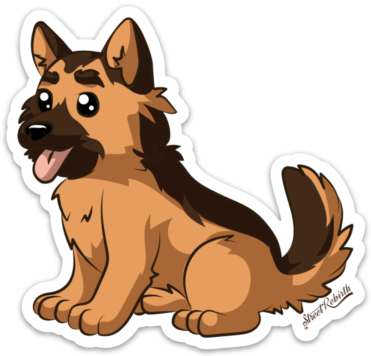 German Shepherd PUN STICKER – ONE 4 INCH WATER PROOF VINYL STICKER – FOR HYDRO FLASK, SKATEBOARD, LAPTOP, PLANNER, CAR, COLLECTING, GIFTING