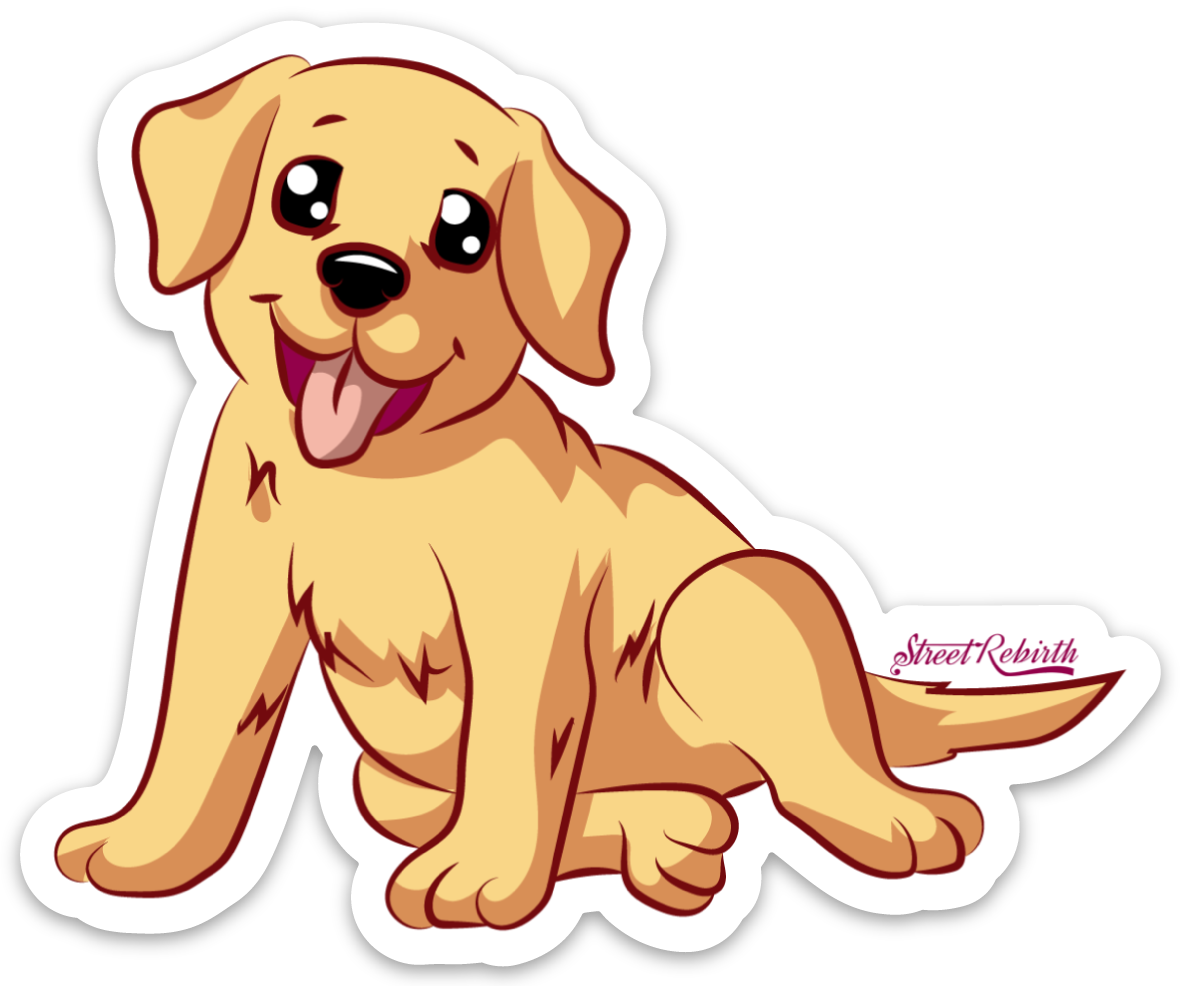 Golden Retriever Dog PUN STICKER – ONE 4 INCH WATER PROOF VINYL STICKER – FOR HYDRO FLASK, SKATEBOARD, LAPTOP, PLANNER, CAR, COLLECTING, GIFTING