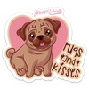 PUGS AND KISSES STICKER – ONE 4 INCH WATER PROOF VINYL STICKER – FOR HYDRO FLASK, SKATEBOARD, LAPTOP, PLANNER, CAR, COLLECTING, GIFTING