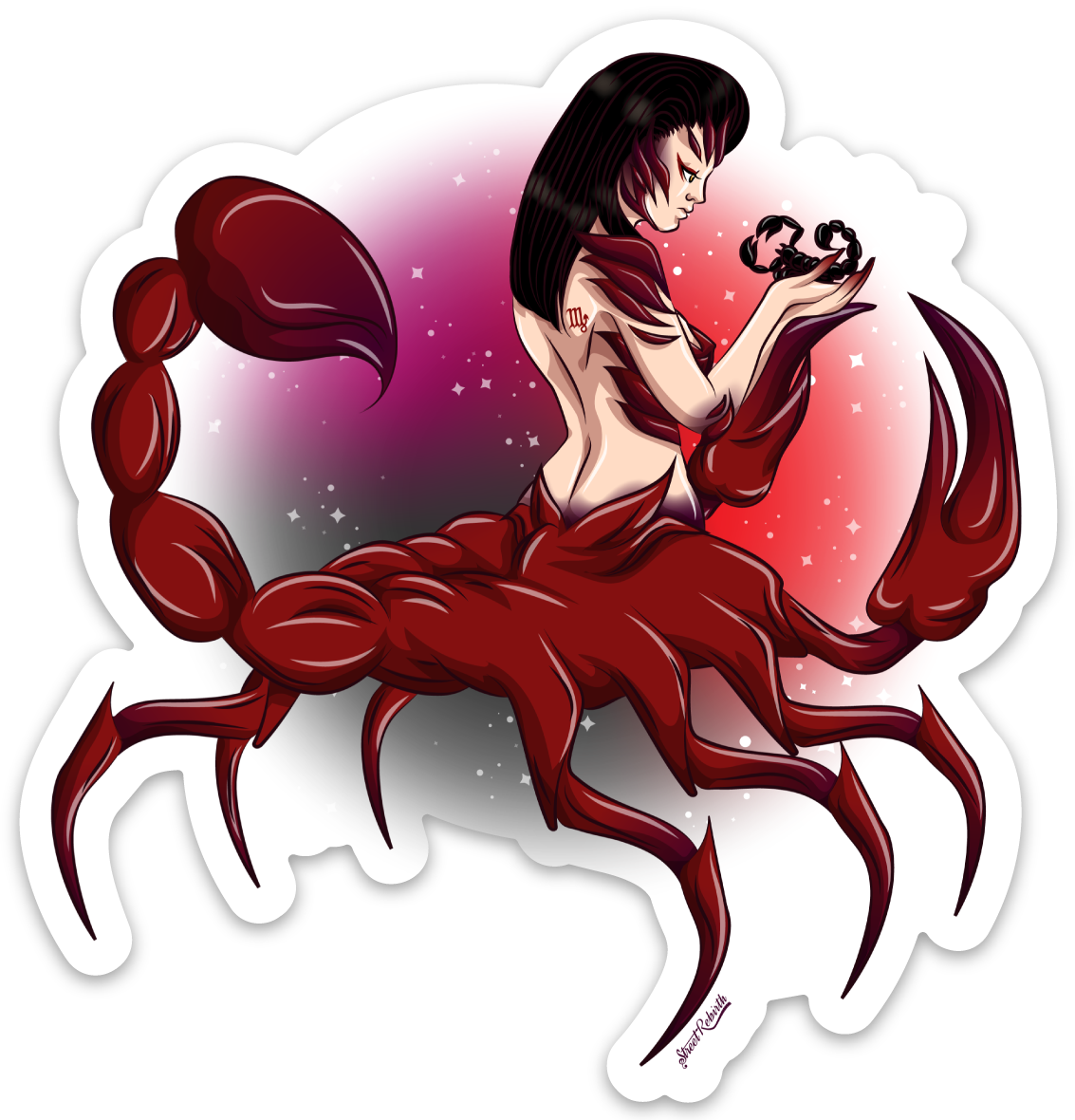 Scorpion Girl PUN STICKER – ONE 4 INCH WATER PROOF VINYL STICKER – FOR HYDRO FLASK, SKATEBOARD, LAPTOP, PLANNER, CAR, COLLECTING, GIFTING