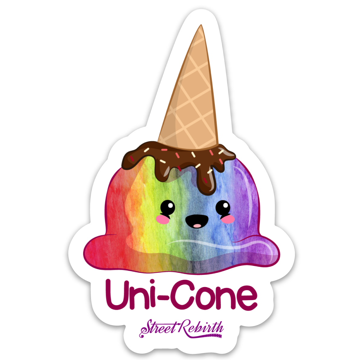 UNI-CONE STICKER – ONE 4 INCH WATER PROOF VINYL STICKER – FOR HYDRO FLASK, SKATEBOARD, LAPTOP, PLANNER, CAR, COLLECTING, GIFTING