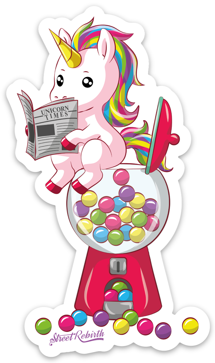 Unicorn Gumball Poop PUN STICKER – ONE 4 INCH WATER PROOF VINYL STICKER – FOR HYDRO FLASK, SKATEBOARD, LAPTOP, PLANNER, CAR, COLLECTING, GIFTING