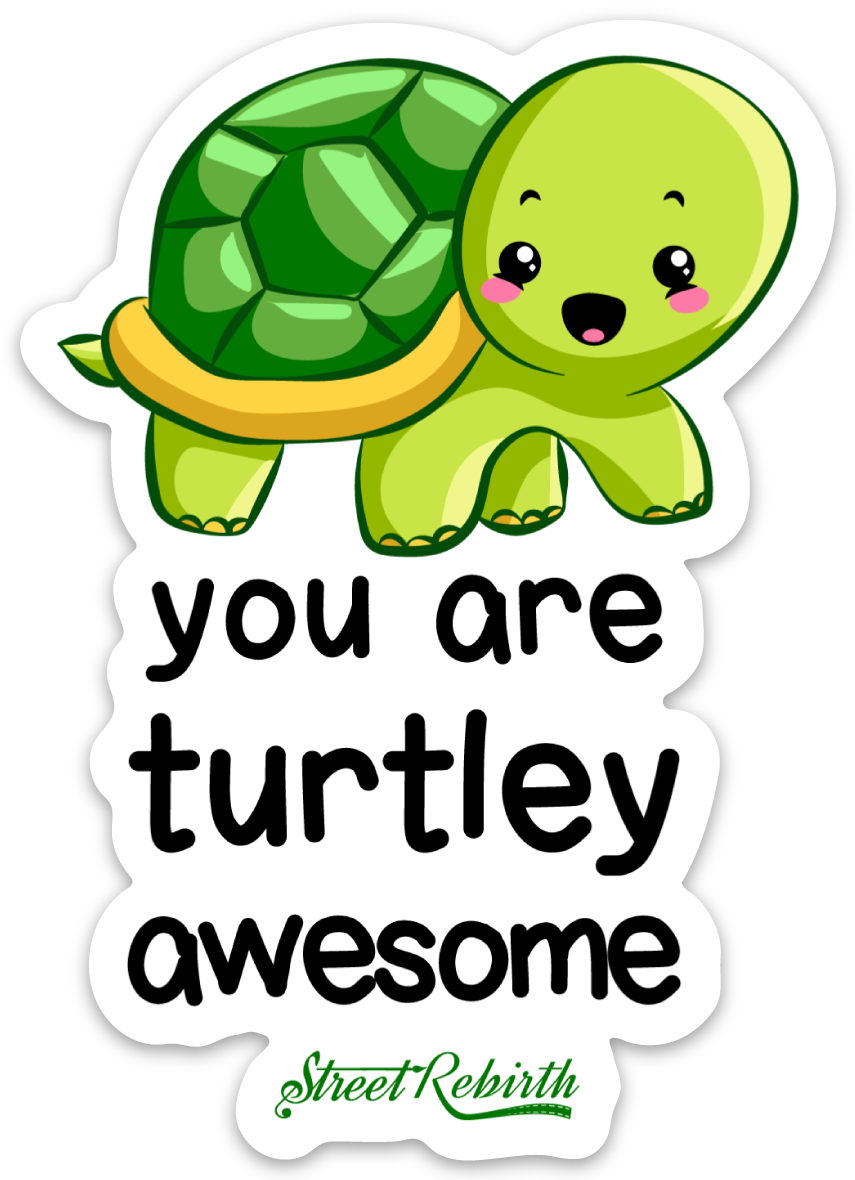 You Are Turtley Awesome PUN STICKER – ONE 4 INCH WATER PROOF VINYL STICKER – FOR HYDRO FLASK, SKATEBOARD, LAPTOP, PLANNER, CAR, COLLECTING, GIFTING