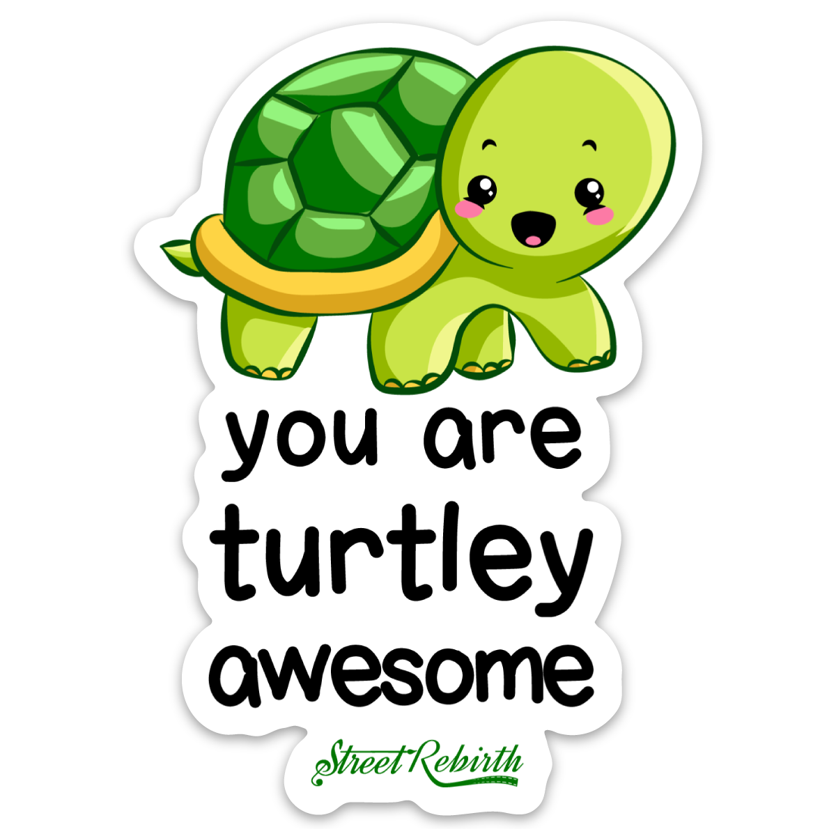 YOU ARE TURTLEY AWESOME STICKER – ONE 4 INCH WATER PROOF VINYL STICKER – FOR HYDRO FLASK, SKATEBOARD, LAPTOP, PLANNER, CAR, COLLECTING, GIFTING