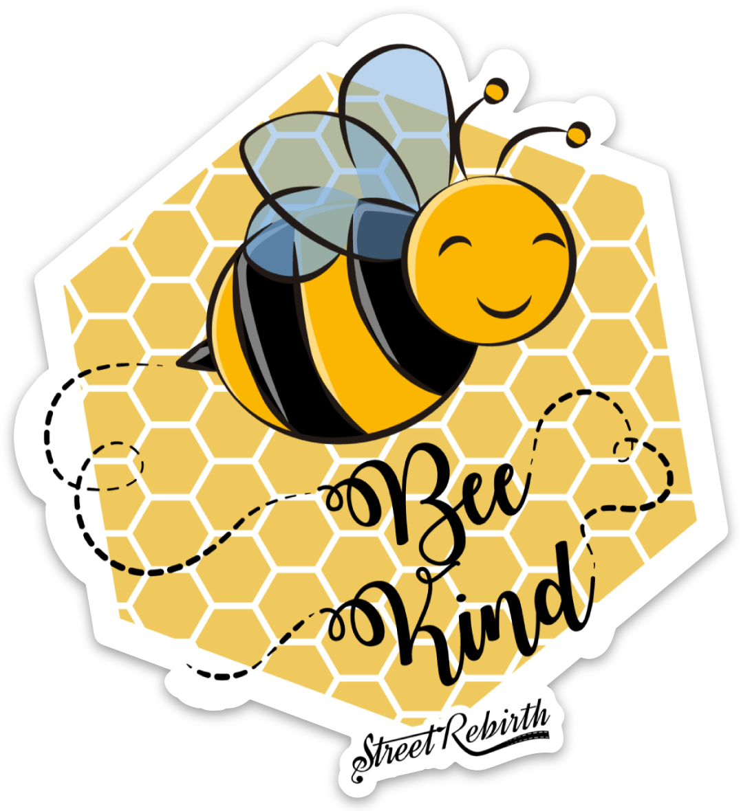 Bee Kind PUN STICKER – ONE 4 INCH WATER PROOF VINYL STICKER – FOR HYDRO FLASK, SKATEBOARD, LAPTOP, PLANNER, CAR, COLLECTING, GIFTING