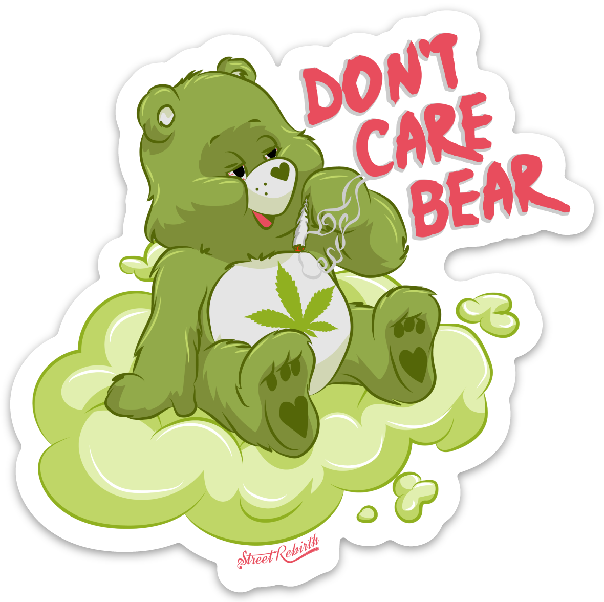 Don't Care Bear PUN STICKER – ONE 4 INCH WATER PROOF VINYL STICKER – FOR HYDRO FLASK, SKATEBOARD, LAPTOP, PLANNER, CAR, COLLECTING, GIFTING