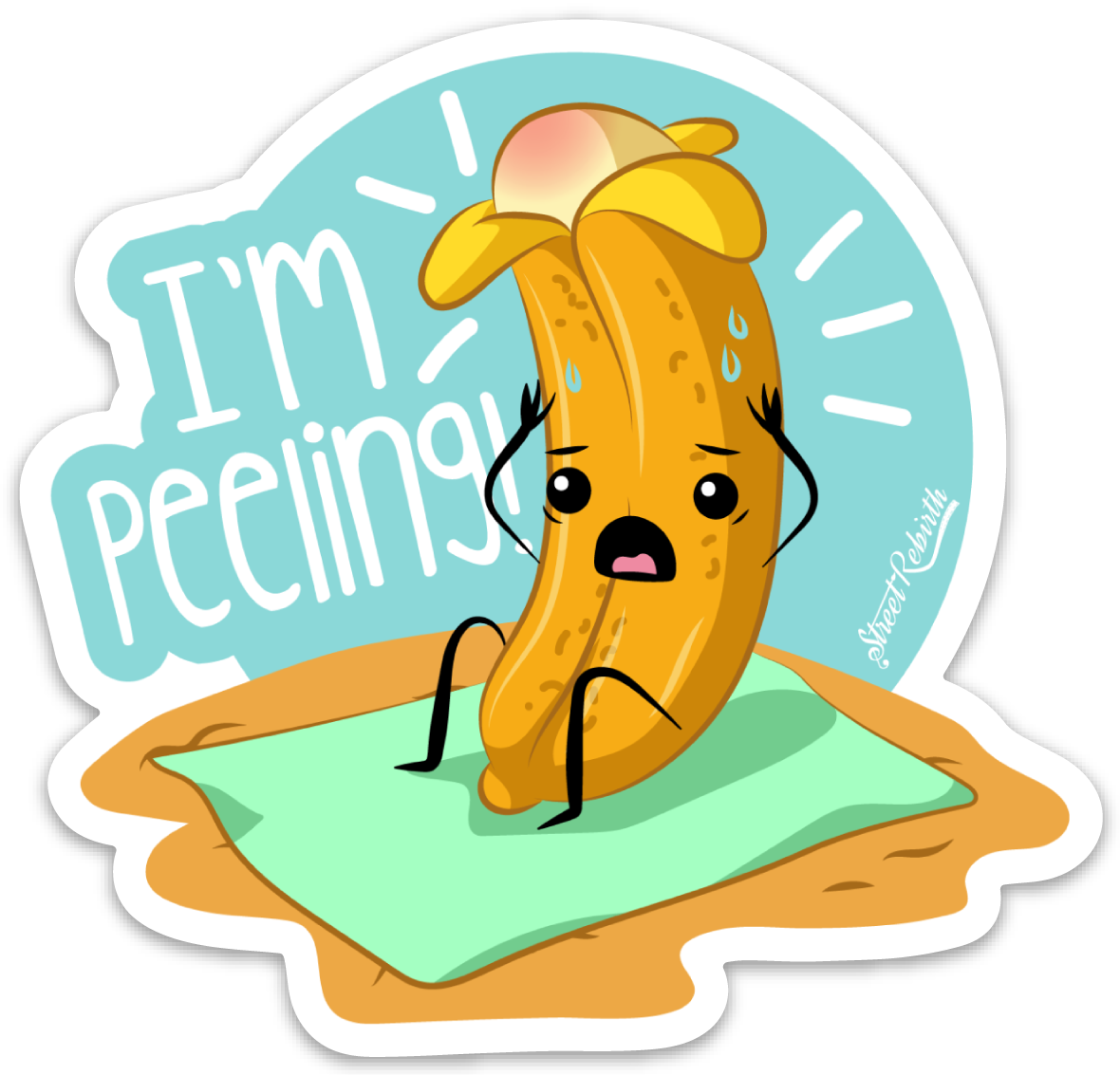 I'm peeling! PUN STICKER – ONE 4 INCH WATER PROOF VINYL STICKER – FOR HYDRO FLASK, SKATEBOARD, LAPTOP, PLANNER, CAR, COLLECTING, GIFTING