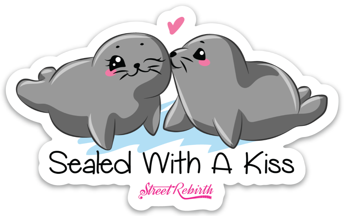 Sealed with A kiss PUN STICKER – ONE 4 INCH WATER PROOF VINYL STICKER – FOR HYDRO FLASK, SKATEBOARD, LAPTOP, PLANNER, CAR, COLLECTING, GIFTING